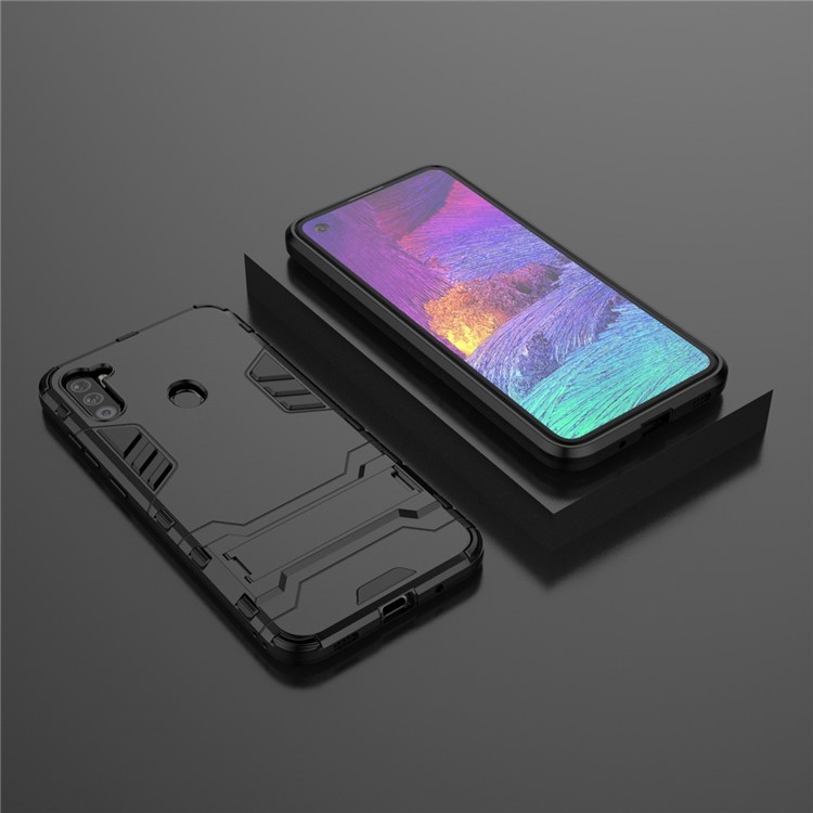 PC + TPU Phone Case Protective Shell with Kickstand for Samsung Galaxy A11 - Black-9