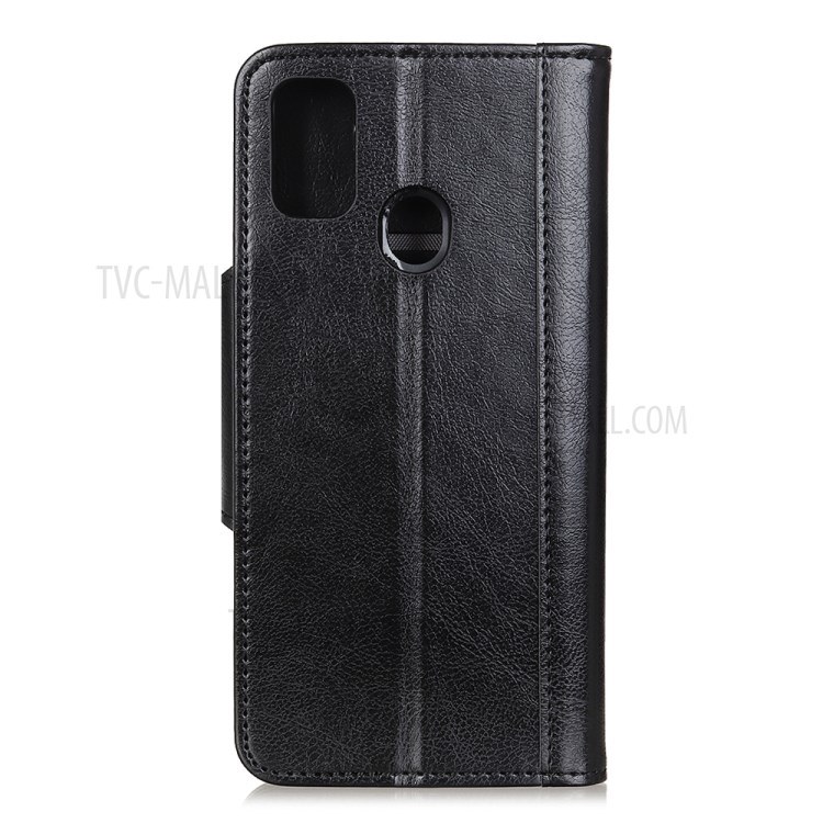 Split Leather Unique with Wallet Stand Case for Samsung Galaxy A21s - Black-2