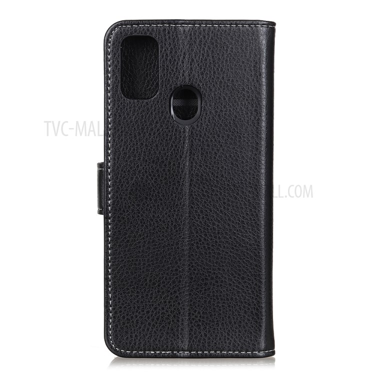 Litchi Skin Leather Wallet Stand Case for Samsung Galaxy A21s - Black-2