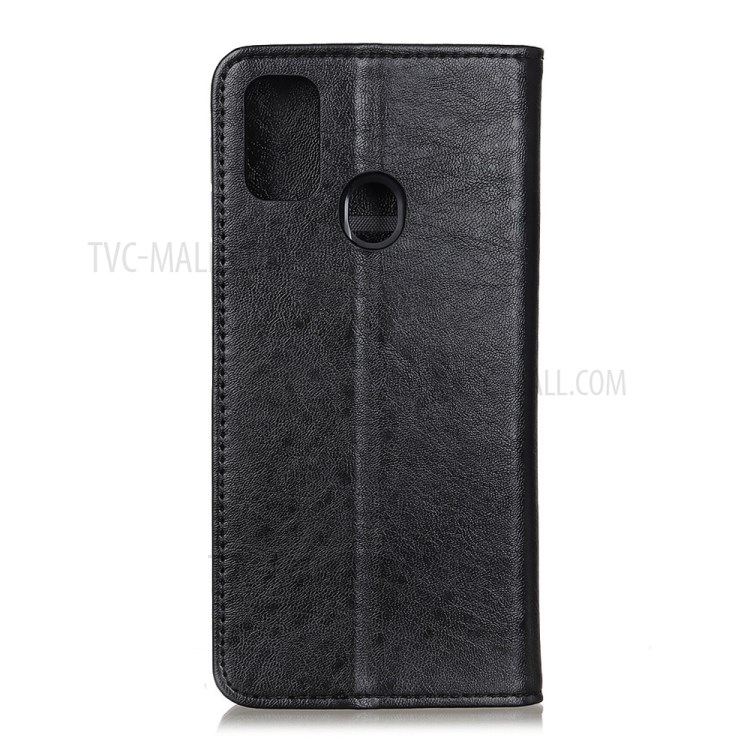 Auto-absorbed Crazy Horse Texture Leather Wallet Case for Samsung Galaxy A21s - Black-2