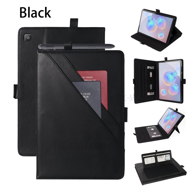 Double Stands Leather Tablet Cover for Samsung Galaxy Tab S6 Lite - Black-1