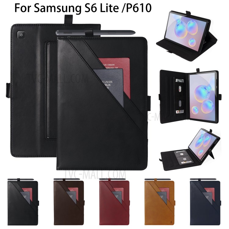 Double Stands Leather Tablet Cover for Samsung Galaxy Tab S6 Lite - Black-9