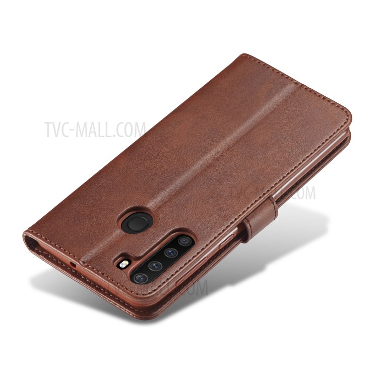 LC.IMEEKE Leather Wallet Stand Case for Samsung Galaxy A21 - Coffee-6