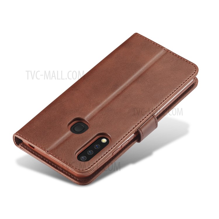 LC.IMEEKE Wallet Leather Stand Case for Samsung Galaxy A70e - Coffee-7