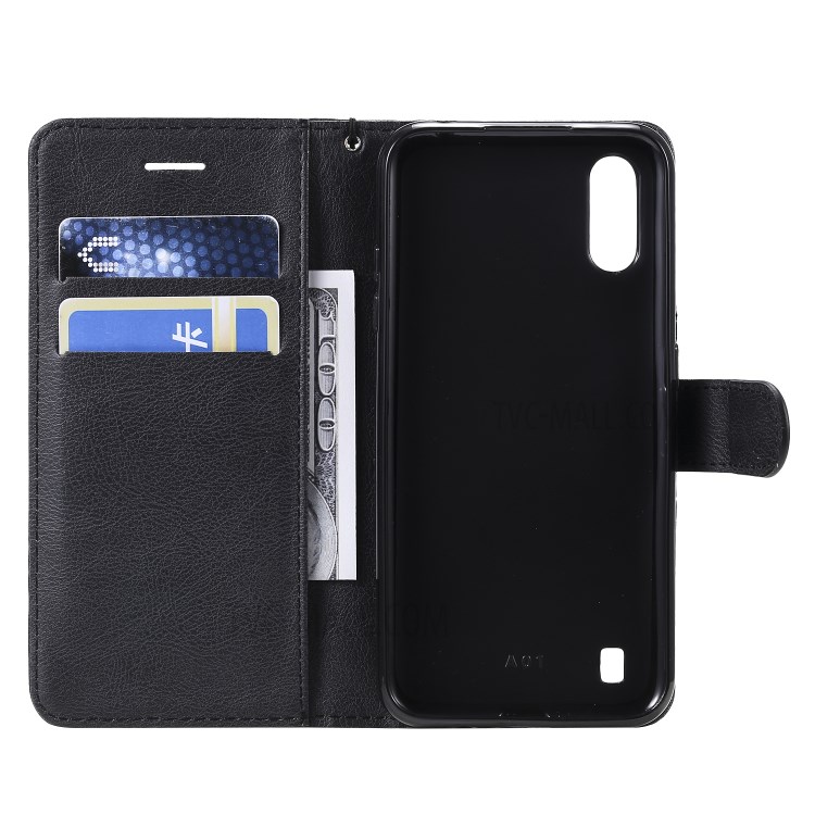 Wallet Leather Stand Phone Case for Samsung Galaxy A01 - Black-4