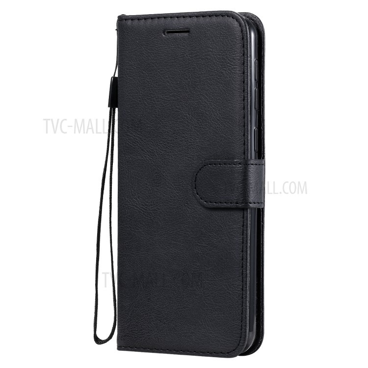 Solid Color PU Leather Shell Phone Flip Cover with Strap for Samsung Galaxy M31 - Black-2