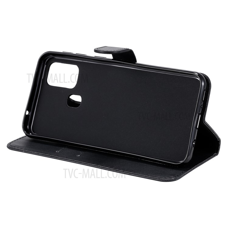 Solid Color PU Leather Shell Phone Flip Cover with Strap for Samsung Galaxy M31 - Black-6