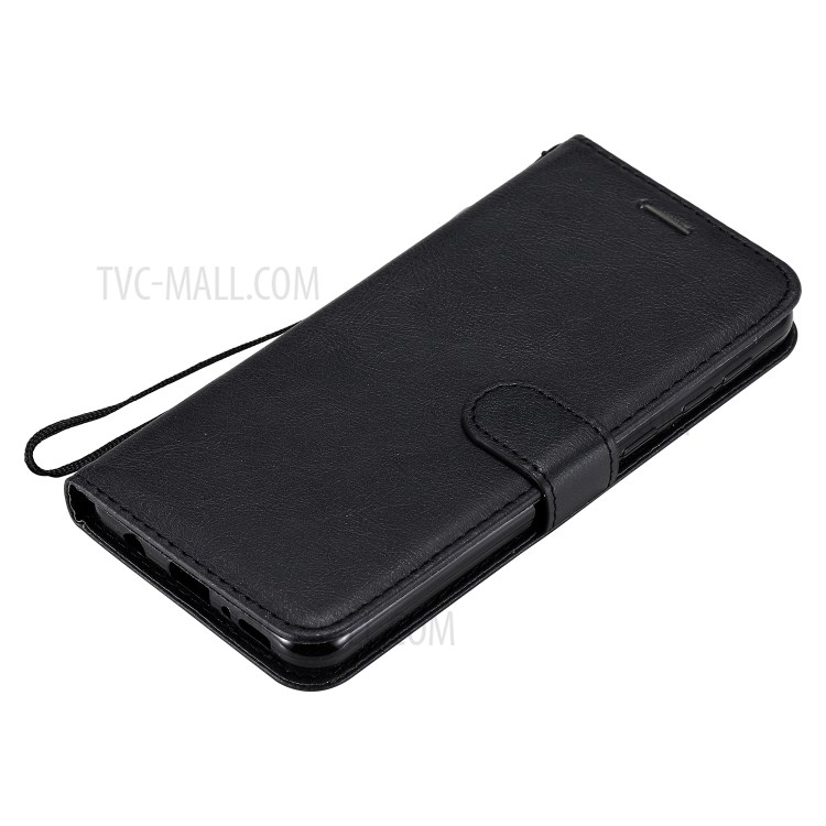 Solid Color PU Leather Shell Phone Flip Cover with Strap for Samsung Galaxy M31 - Black-8
