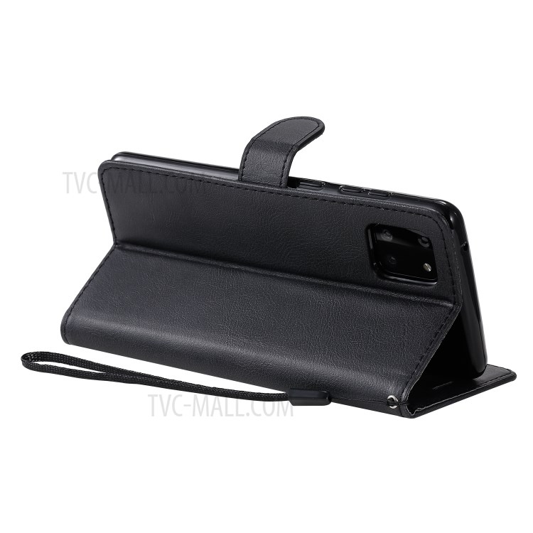 Pure Color Unique Design Leather Phone Shell for Samsung Galaxy A81/Note 10 Lite/M60s - Black-5