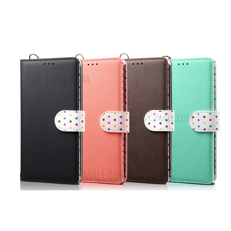 Retro Dots Decor Leather Phone Cover Shell with Lanyard for Samsung Galaxy S20 - Black-9