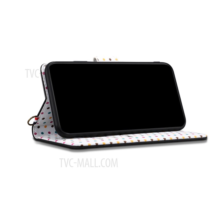 Polk Dots Style Wallet Stand Flip Leather Phone Shell for Samsung Galaxy S20 Ultra - Black-3