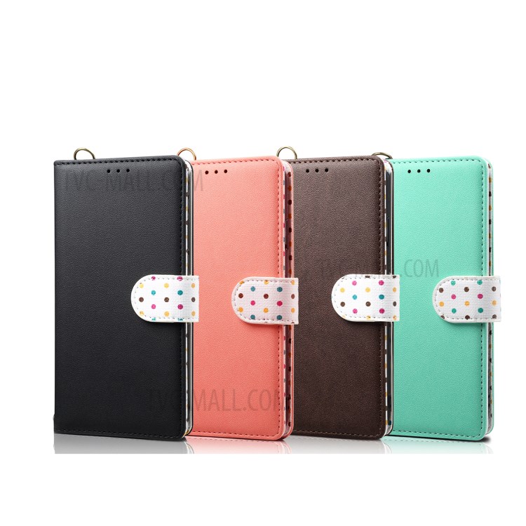 Polk Dots Style Wallet Stand Flip Leather Phone Shell for Samsung Galaxy S20 Ultra - Black-9