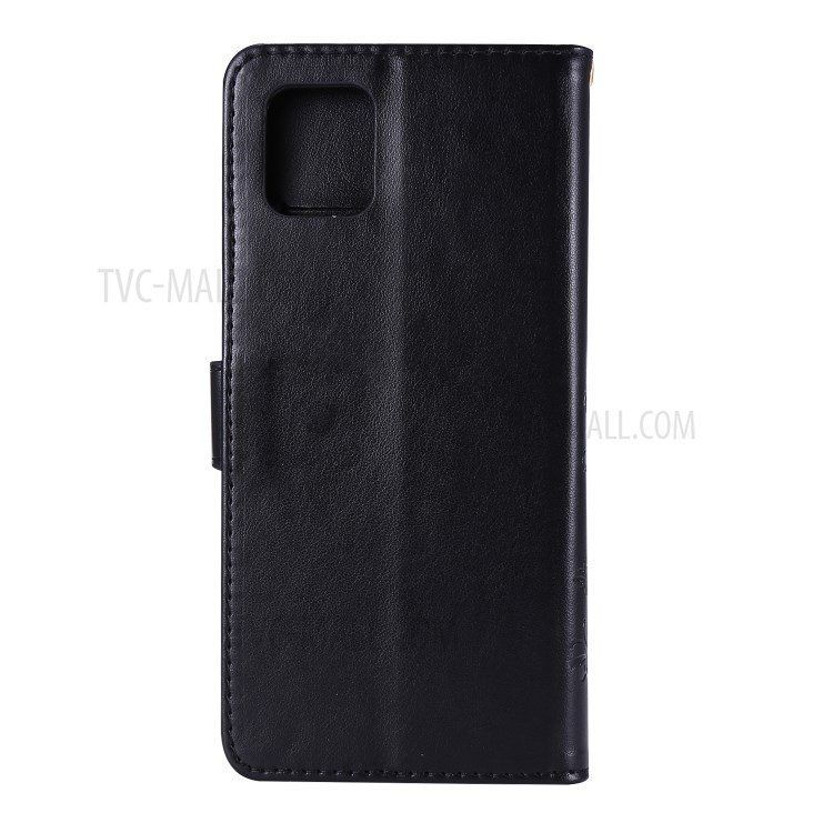 Imprint Butterfly Flower Leather Cell Phone Shell Wallet Case for Samsung Galaxy A81/Note 10 Lite - Black-2