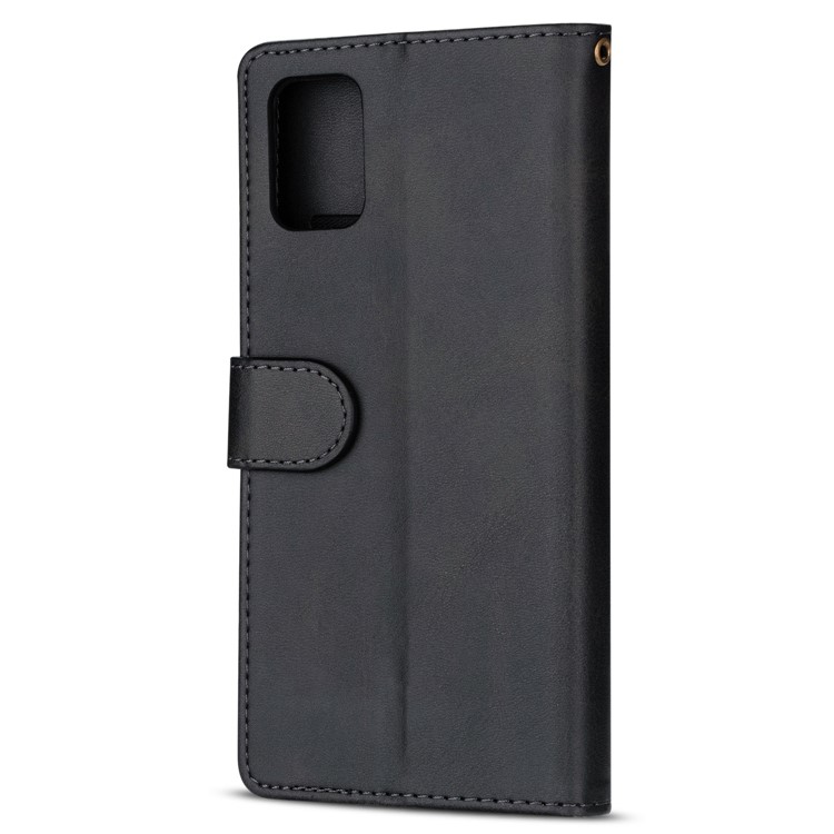 Zipper Pocket Leather Wallet Case Protective Cover Shell for Samsung Galaxy A41 (Global Version) - Black-4