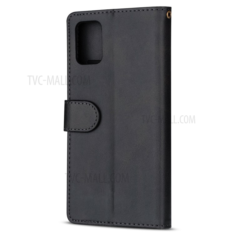 Zipper Pocket Leather Wallet Case Protective Cover for Samsung Galaxy A81/Note 10 Lite - Black-3