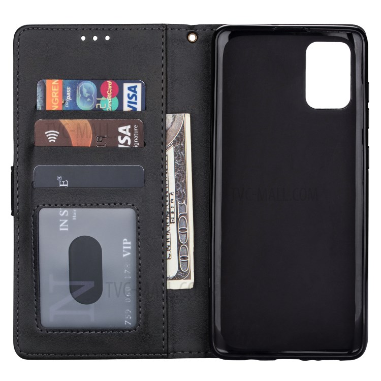 Zipper Pocket Leather Wallet Case Protective Cover for Samsung Galaxy A81/Note 10 Lite - Black-4