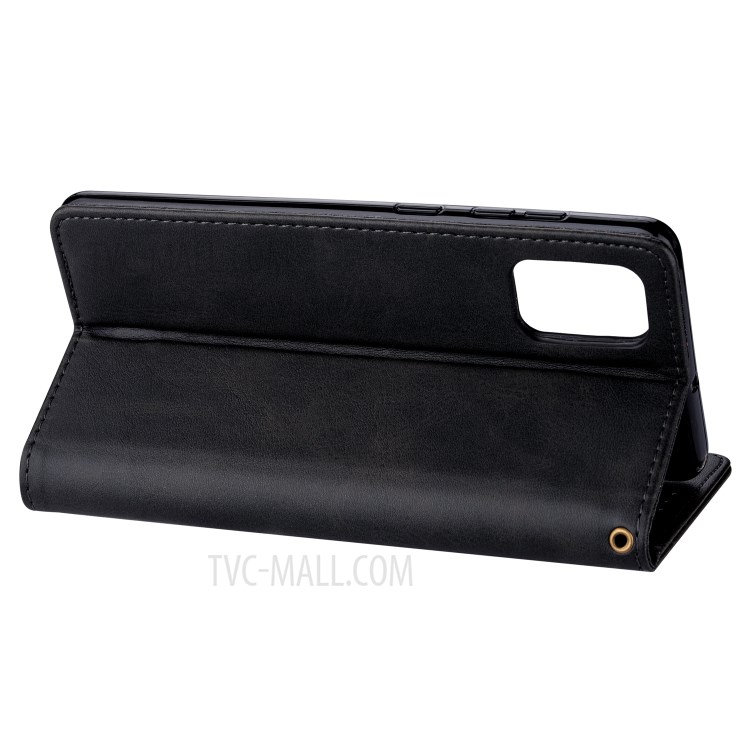 Zipper Pocket Leather Wallet Case Protective Cover for Samsung Galaxy A81/Note 10 Lite - Black-5