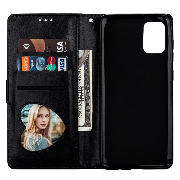 Glitter Powder Zippered Leather Wallet Stand  Case with Strap for Samsung Galaxy A91/S10 Lite - Black-4