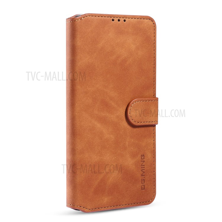 DG.MING Retro Style Leather Cover Wallet Stand Protective Case for Samsung Galaxy A31 - Brown-2