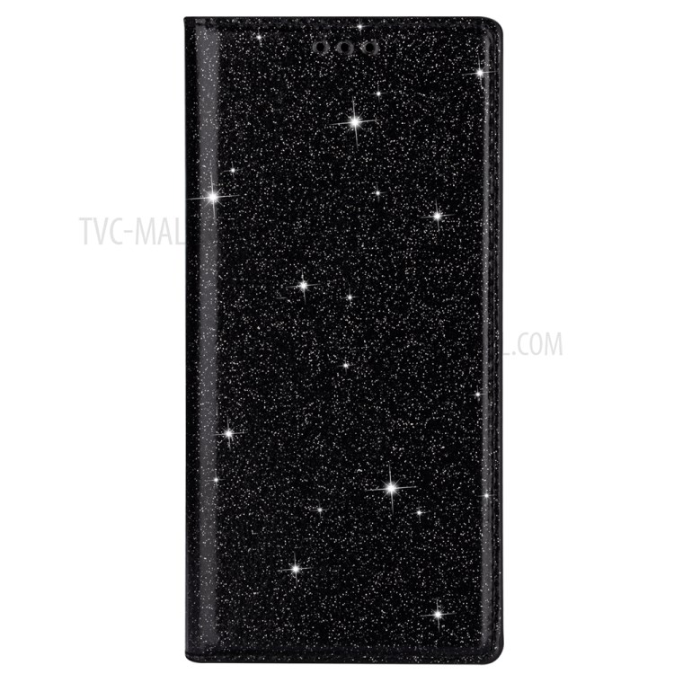 Flash Powder Auto-absorbed Leather Card Slot Cover Shell for Samsung Galaxy A91/S10 Lite - Black-2