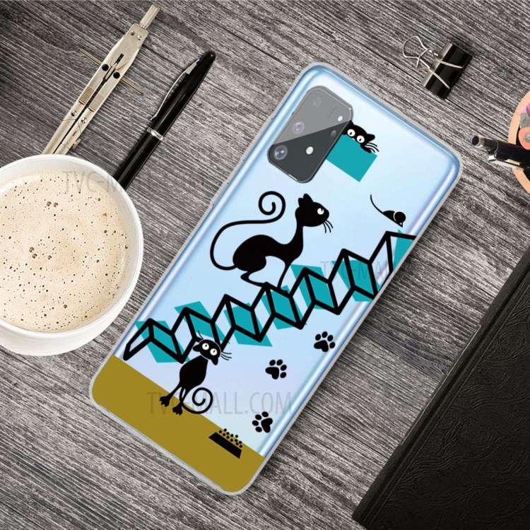 Pattern Printing Soft Phone Case Cover for Samsung Galaxy A91/S10 Lite - Cat Footprint-5