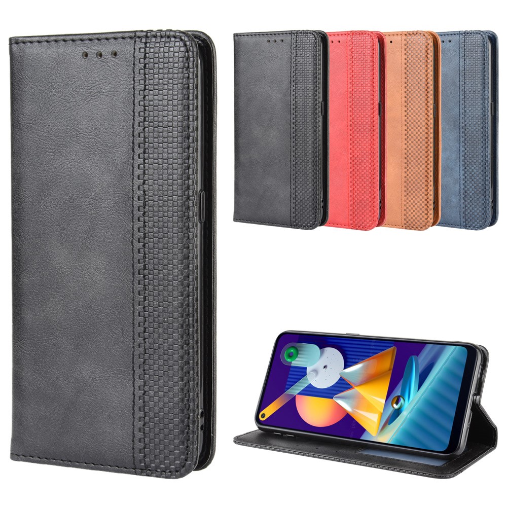 Vintage Style Leather Wallet Case for Samsung Galaxy A11 - Black-11