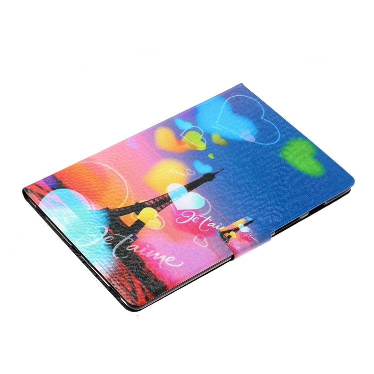 Pattern Printing Stand Leather Card Holder Case for Samsung Galaxy Tab S6 T860 T865 - Eiffel Tower-4