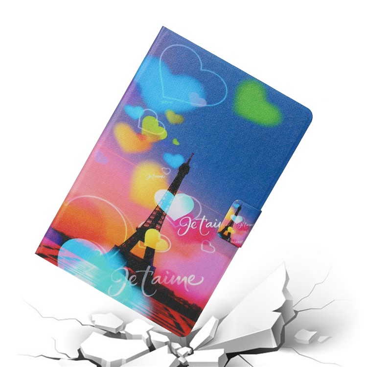 Pattern Printing Stand Case de Tarjetas de Cuero Para Samsung Galaxy Tab S6 T860 T865 - Torre Eiffel