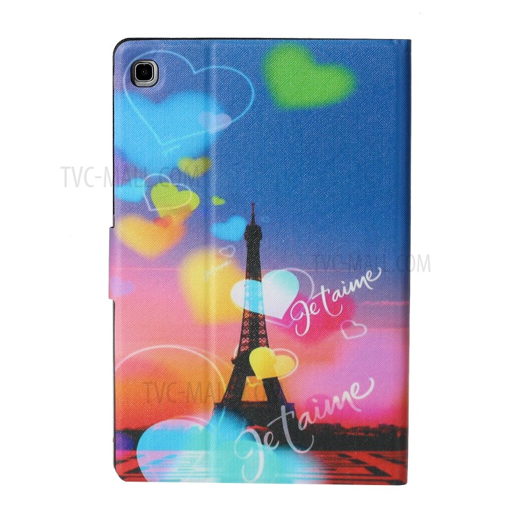 Pattern Printing Card Slots Flip Leather Tablet Cover for Samsung Galaxy Tab S5e SM-T720/T725 - Eiffel Tower-3