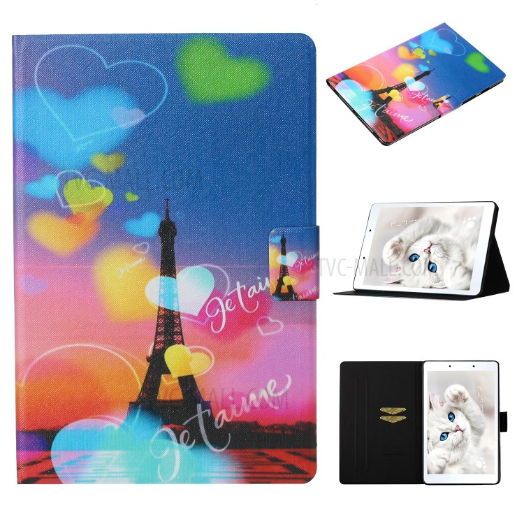 Pattern Printing PU Leather Card Holder Case for Samsung Galaxy Tab A 8.0 Wi-Fi (2019) SM-T290 - Eiffel Tower-1