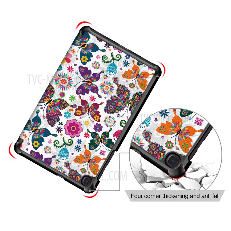 Patterned Tri-fold Stand Auto Sleep/Wake Leather Cover Case for Samsung Galaxy Tab A 8.4 (2020) - Almond Tree in Blossom-10