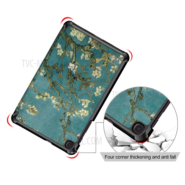 Patterned Tri-fold Stand Auto Sleep/Wake Leather Cover Case for Samsung Galaxy Tab A 8.4 (2020) - Almond Tree in Blossom-2