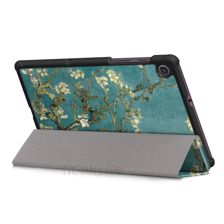 Patterned Tri-fold Stand Auto Sleep/Wake Leather Cover Case for Samsung Galaxy Tab A 8.4 (2020) - Almond Tree in Blossom-3