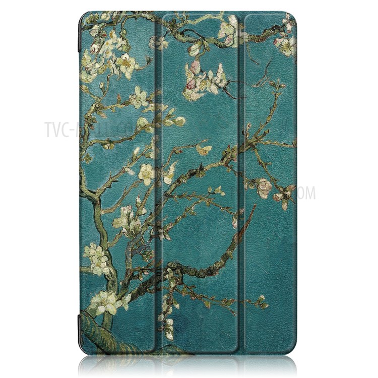 Patterned Tri-fold Stand Auto Sleep/Wake Leather Cover Case for Samsung Galaxy Tab A 8.4 (2020) - Almond Tree in Blossom-4