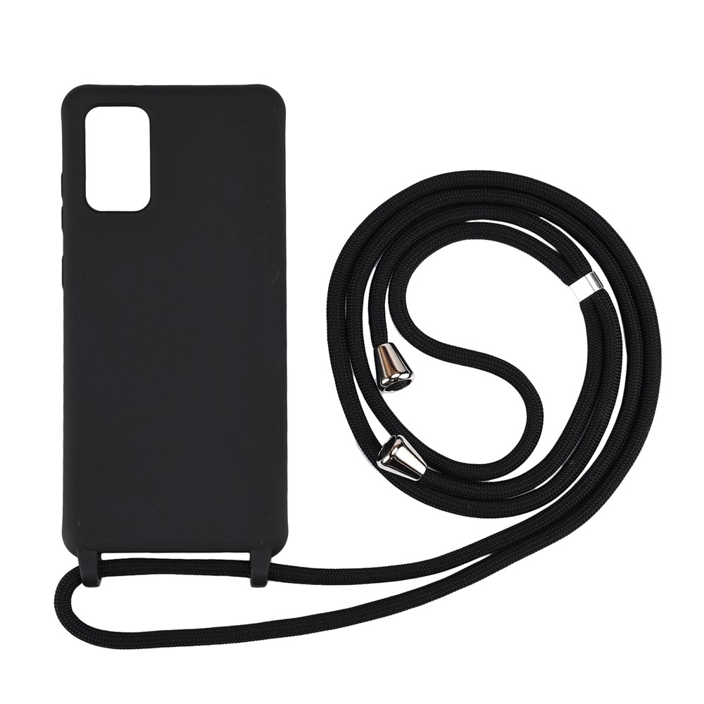 Soft TPU Mobile Phone Case with Multi-function Strap for Samsung Galaxy S20 - Black-1