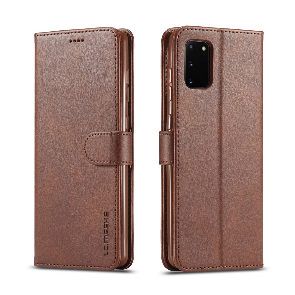 LC.IMEEKE Wallet Stand Leather Mobile Cover for Samsung Galaxy A41 (Global Version) - Coffee-1