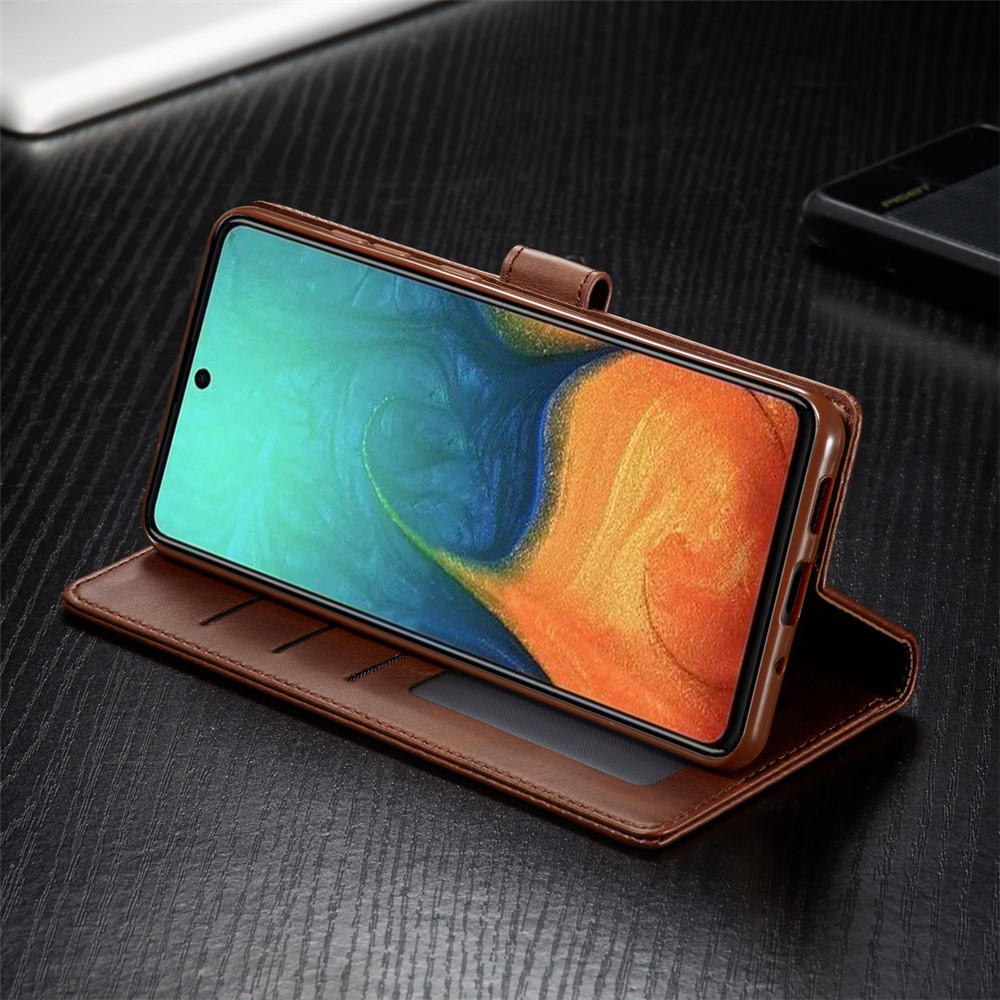 LC.IMEEKE Wallet Stand Leather Mobile Cover for Samsung Galaxy A41 (Global Version) - Coffee-10