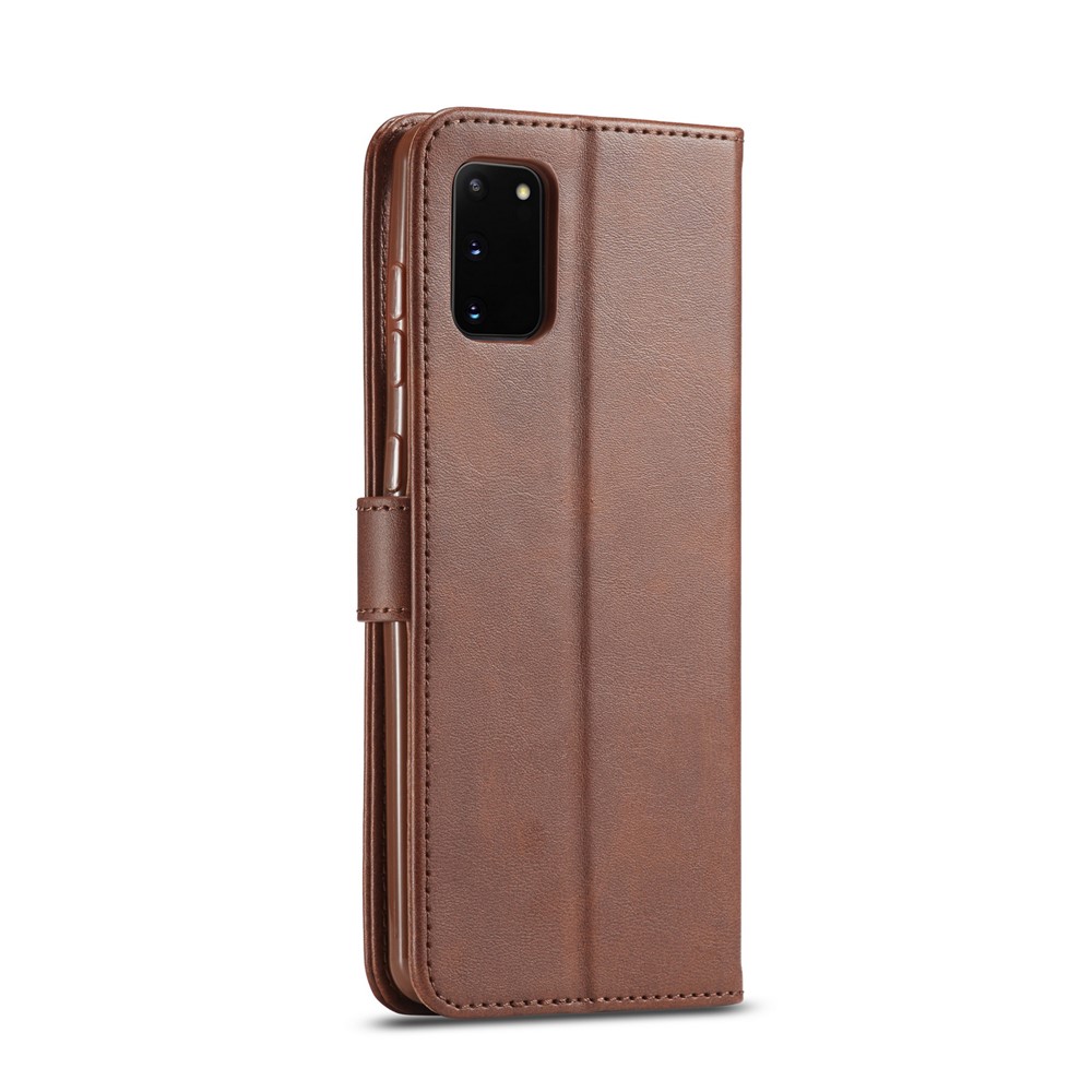 LC.IMEEKE Wallet Stand Leather Mobile Cover for Samsung Galaxy A41 (Global Version) - Coffee-3