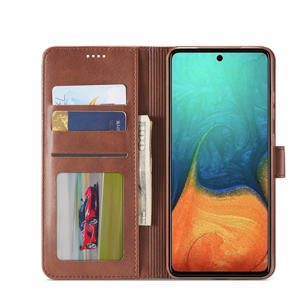 Lc. Imeeke Wallet Stand Leder Mobile Cover Für Samsung Galaxy A41 (globale Version) - Kaffee