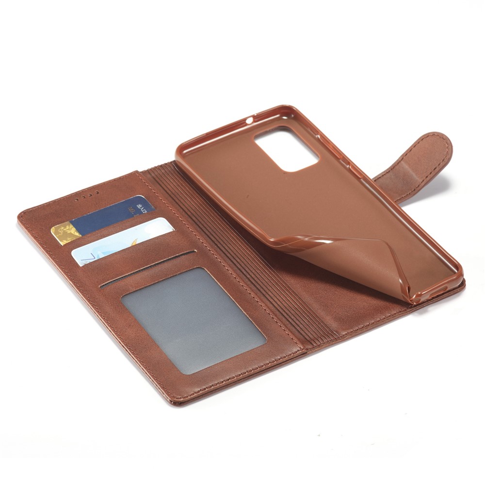 LC.IMEEKE Wallet Stand Leather Mobile Cover for Samsung Galaxy A41 (Global Version) - Coffee-6