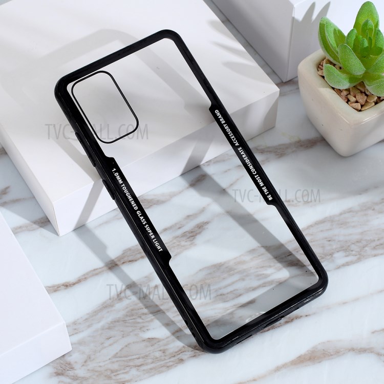 Protective Clear PC Back + Silicone Frame Phone Cover for Samsung Galaxy S20 Plus - Black