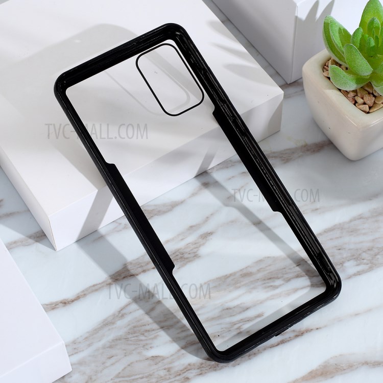 Protective Clear PC Back + Silicone Frame Phone Cover for Samsung Galaxy S20 Plus - Black-4