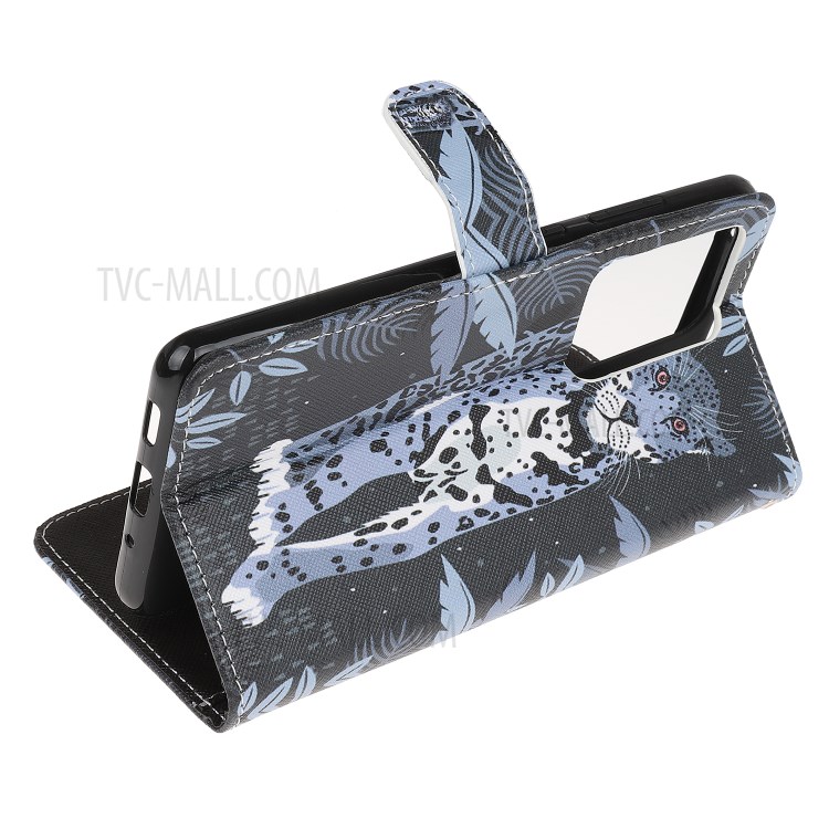 Cross Texture Pattern Printing Leather Wallet Cover with Strap for Samsung Galaxy S20 Ultra - Leopard-4