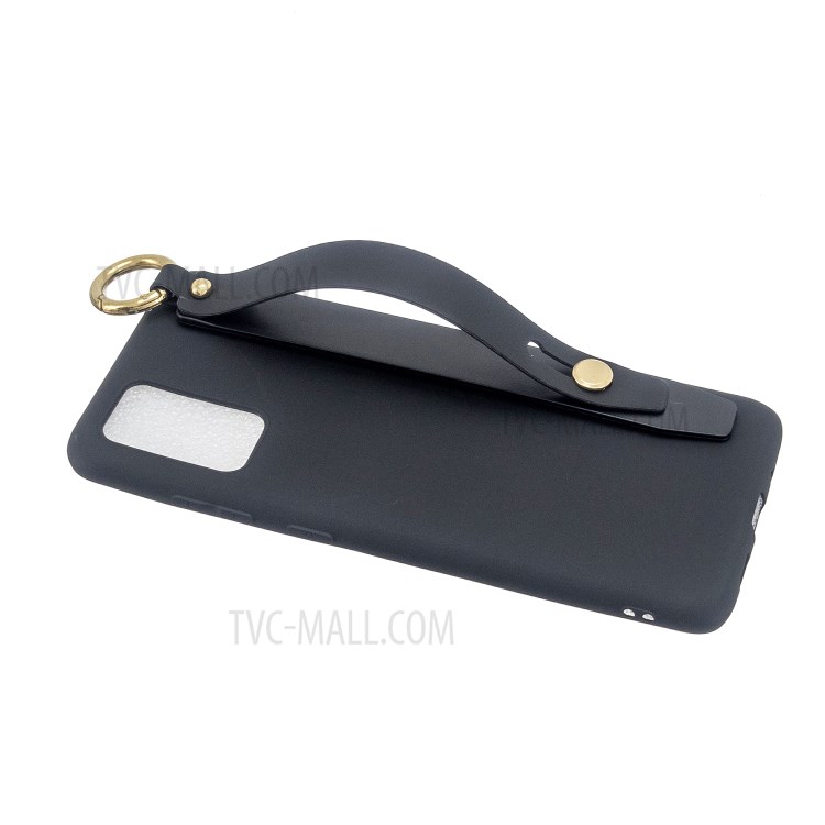 TPU Cell Phone Cover with Wrist Strap Kickstand for Samsung Galaxy S20 - Black-2