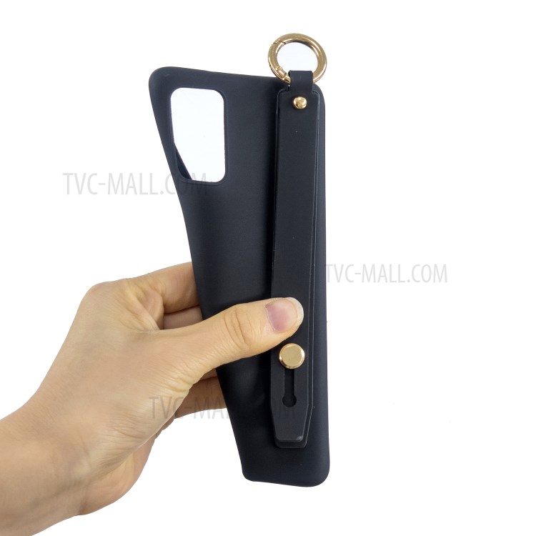 TPU Cell Phone Cover with Wrist Strap Kickstand for Samsung Galaxy S20 - Black-5