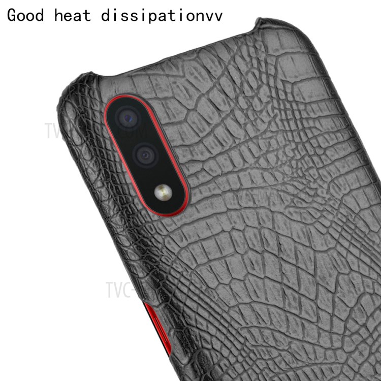 Crocodile Skin PU Leather Coated PC Hard Cover for Samsung Galaxy A01 - Black-5