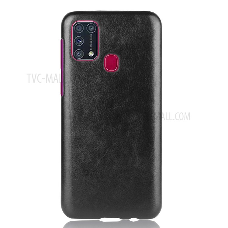 Litchi Skin PU Leather Coated PC Hard Shell for Samsung Galaxy M31 - Black-2