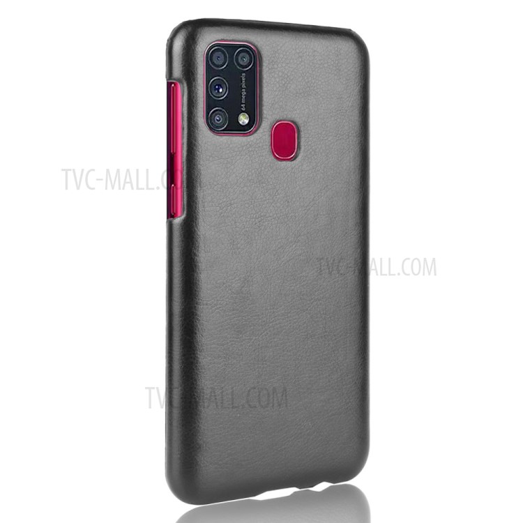 Litchi Skin PU Leather Coated PC Hard Shell for Samsung Galaxy M31 - Black-3