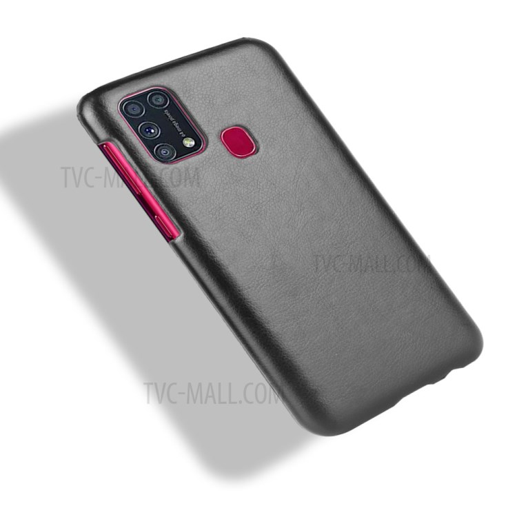 Litchi Skin PU Leather Coated PC Hard Shell for Samsung Galaxy M31 - Black-4