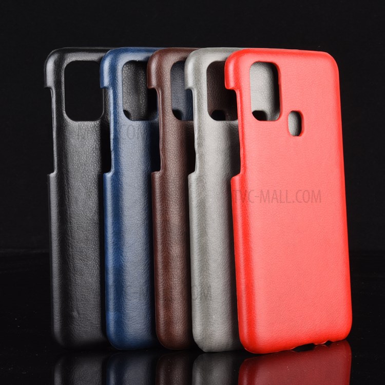 Litchi Skin PU Leather Coated PC Hard Shell for Samsung Galaxy M31 - Black-6